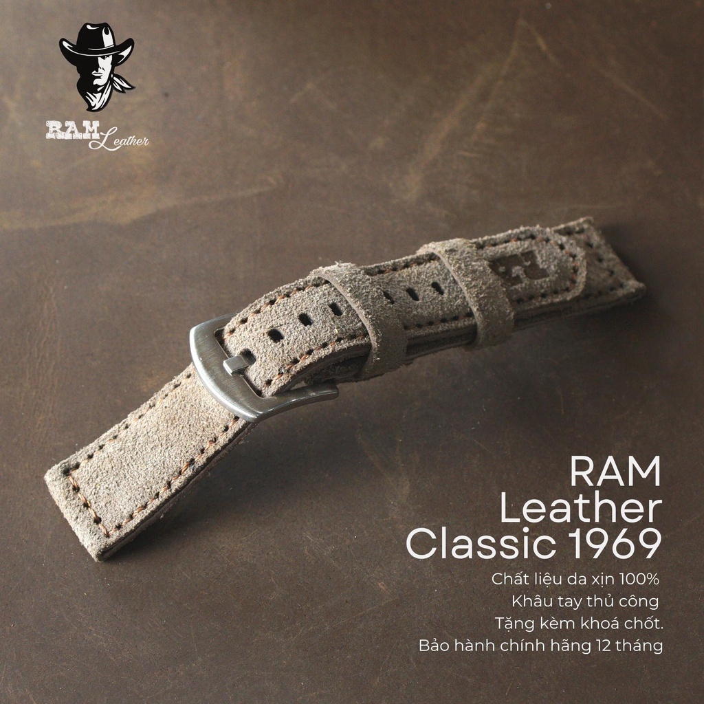 Dây Đồng Hồ Da Bò Thật Bền Đẹp Màu Cát Sa Mạc - Ram Classic 1969