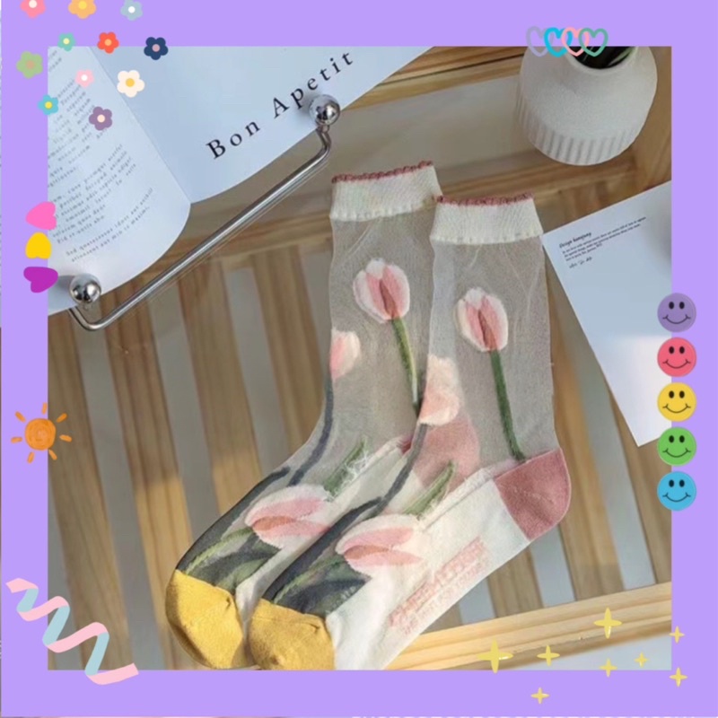 Vớ tất voan hoạ tiết  🌼MY MUSES 🌿 phong cách vintage