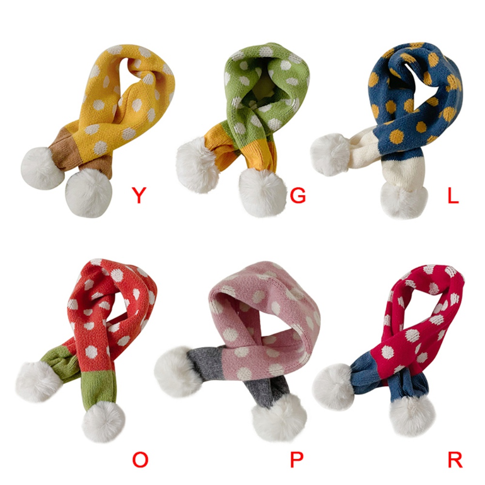 Khăn Choàng Cổ Đan Len Họa Tiết Chấm Bi Phong Cách Hàn Quốc Thời Trang Thu Đông Xinh Xắn Cho Bé Gái