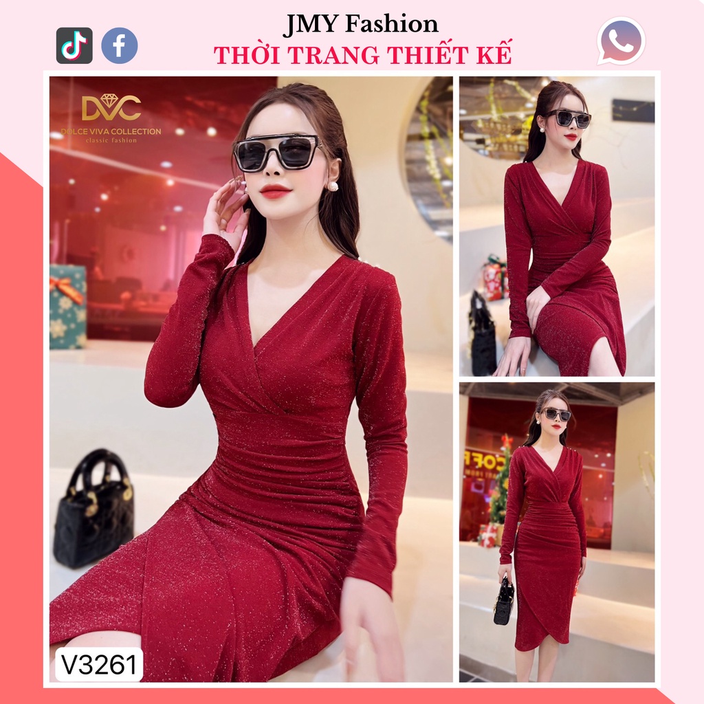 váy đỏ dự tiệc ôm body nhún eo - DVC&ACC