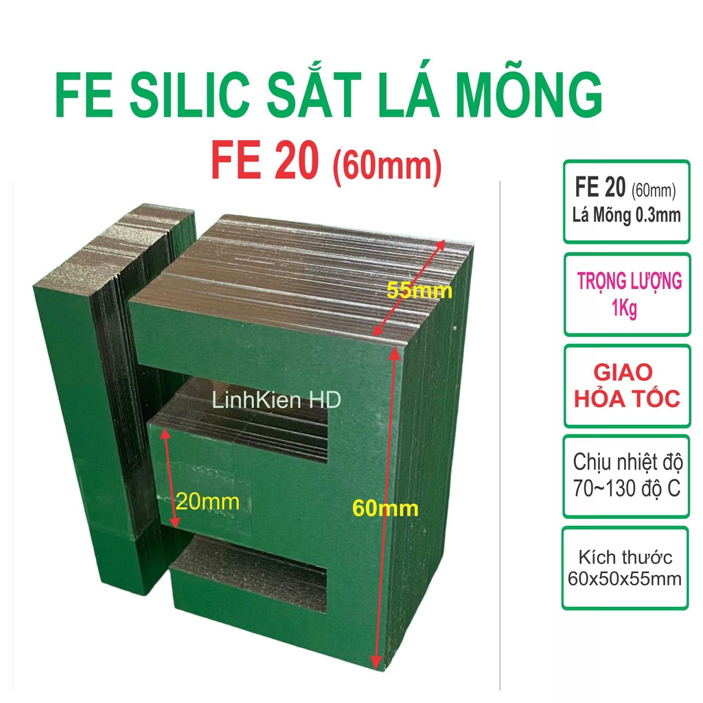 Fe sắt silic làm biến áp kích cơ biến áp thường 220v Fe20mm (60mm) lá mỏng - gói 1kg LinhKien HD