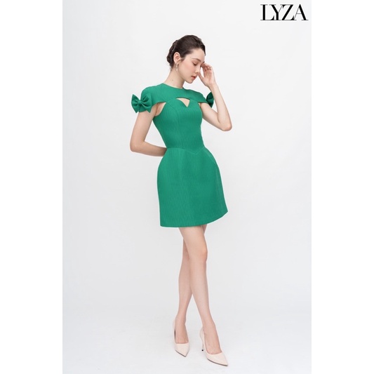 LYZA- Đầm xanh tay đính nơ Orchid Dress