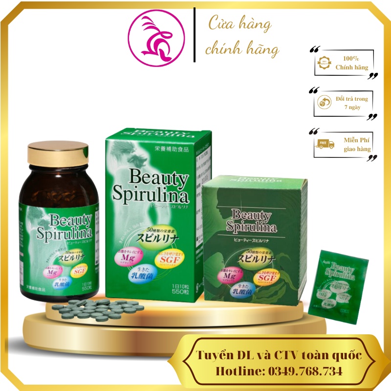 Tảo Beauty Spirulina Nhật Bản 550v/hộp - Chính hãng