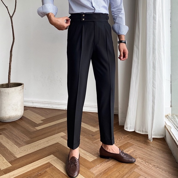 Quần âu nam cạp cao Hàn Quốc 1 Khuy mẫu mới , form dáng đẹp quần tây nam màu đen trắng thời trang công sở