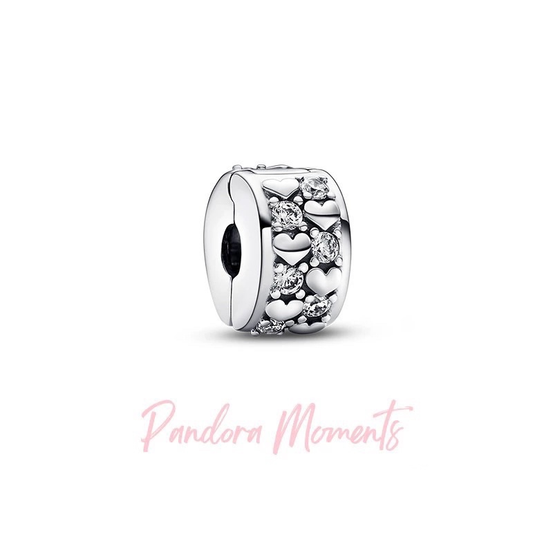 CHARM PAN ALE KHOÁ CHẶN CLIP ĐÍNH ĐÁ TIM BẠC S925