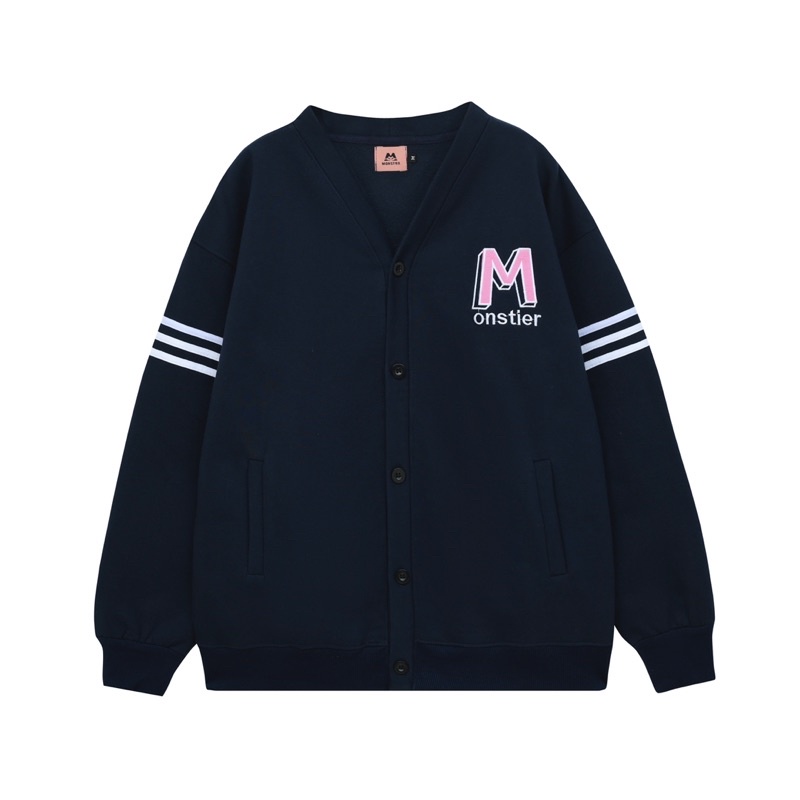Áo Khoác Cardigan Thêu Chữ M & Hình In Dễ Thương Sau Áo - Monstier Oldschool Oversized Cardigan