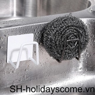 Stainless Steel Sink Sponges Holder Self-adhesive Rack Wall-mounted Organizer Hook Kitchen Utensils Shelf Accessories