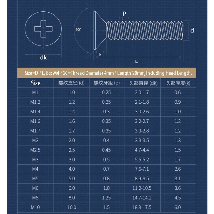 Đồng Thau Vít Đầu Chìm Chữ Thập Vít Máy Đầu Phẳng Chữ Thập M2 M2.5 M3 M4