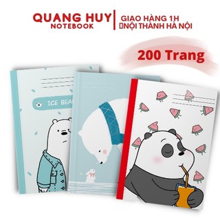 Combo 3 quyển vở học sinh 200 trang Quang Huy mẫu Gấu, tập học sinh b5, giấy viết kẻ ngang, sổ giáo án ghi chép
