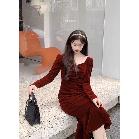 ĐẦM MIDI NHUNG ĐUÔI CÁ