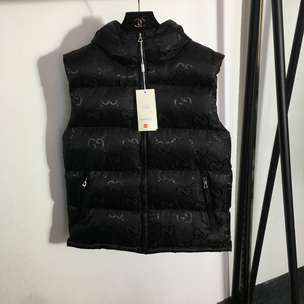 Áo khoác vest cotton không tay có mũ trùm đầu của Gucci GC GG