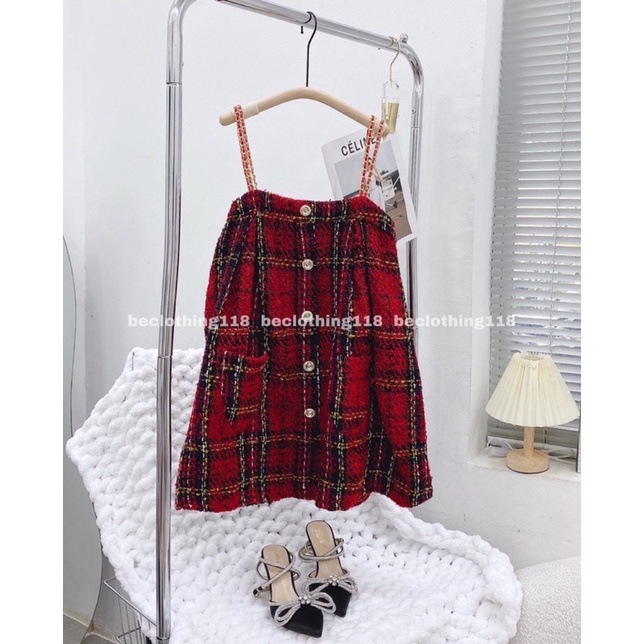 ĐẦM DOLL 2 DÂY SUÔNG DẠ ( nhiều màu )