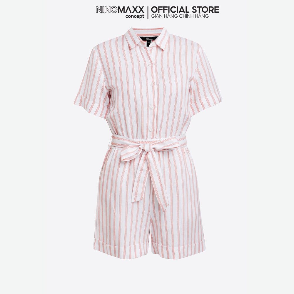 N&amp;M Set jumpsuit linen nữ kẻ sọc thời trang 2003002