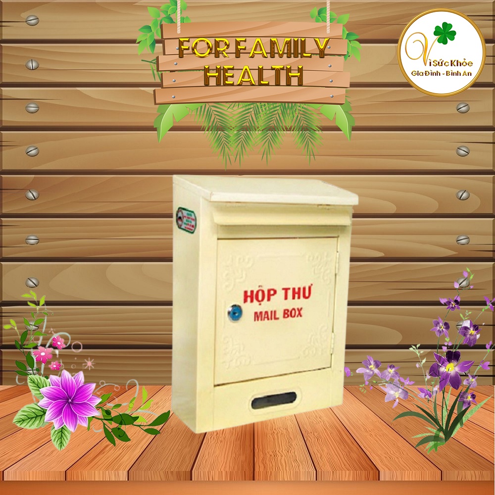 Thùng Đựng Thư Hộp Đựng Thư Báo Thư Góp Ý Nhỏ Màu vàng Kem - xanh biển - xám