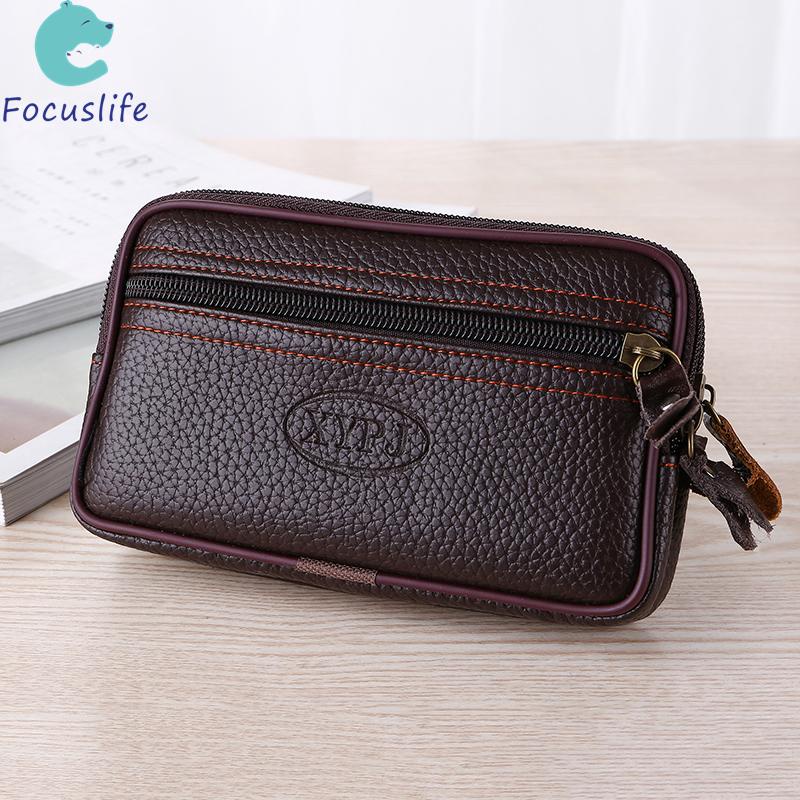 Túi Da Đeo Hông Đựng Điện Thoại Có Khóa Kéo Phong Cách Retro Cho Nam