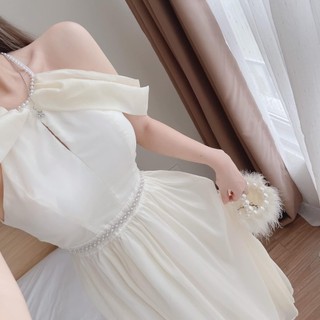 Đầm voan CHINGFON phối dây cườm cổ