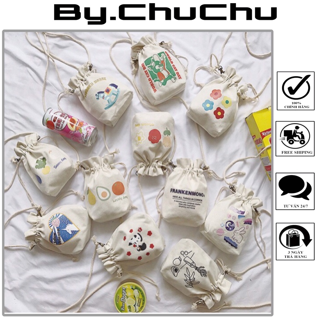 Túi Vải Canvas Đeo Chéo Mini Đựng Tiền Xu Điện Thoại Xinh Xắn Phong Cách Hàn Quốc MTT0265