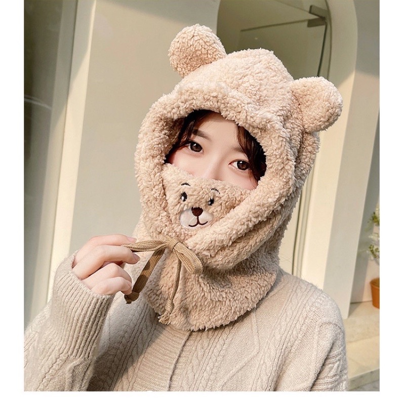 Nón bông giữ ấm hình gấu dễ thương Hoả Tốc Tân Bình