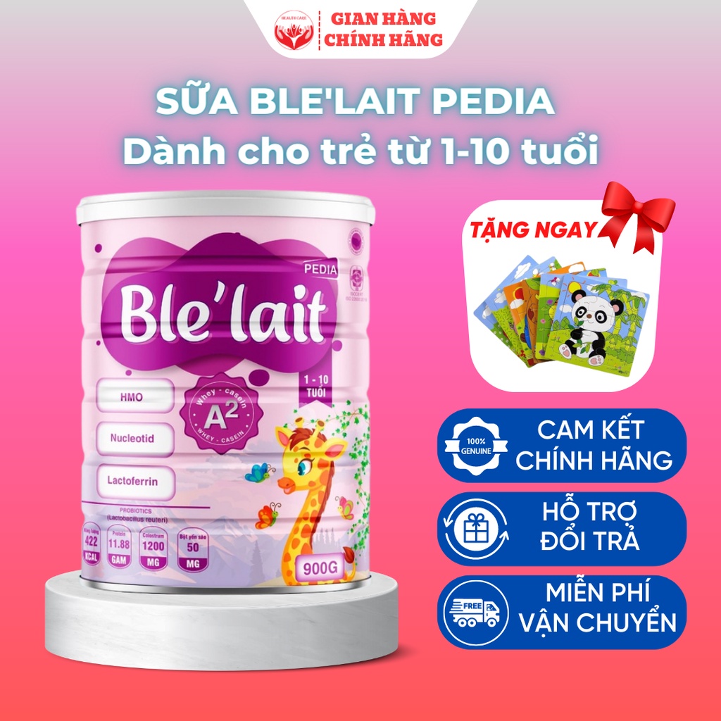 Sữa Ble' Lait A2 Pedia, sữa phát triển chiều cao, cân nặng và trí não ở trẻ, lon 900gram