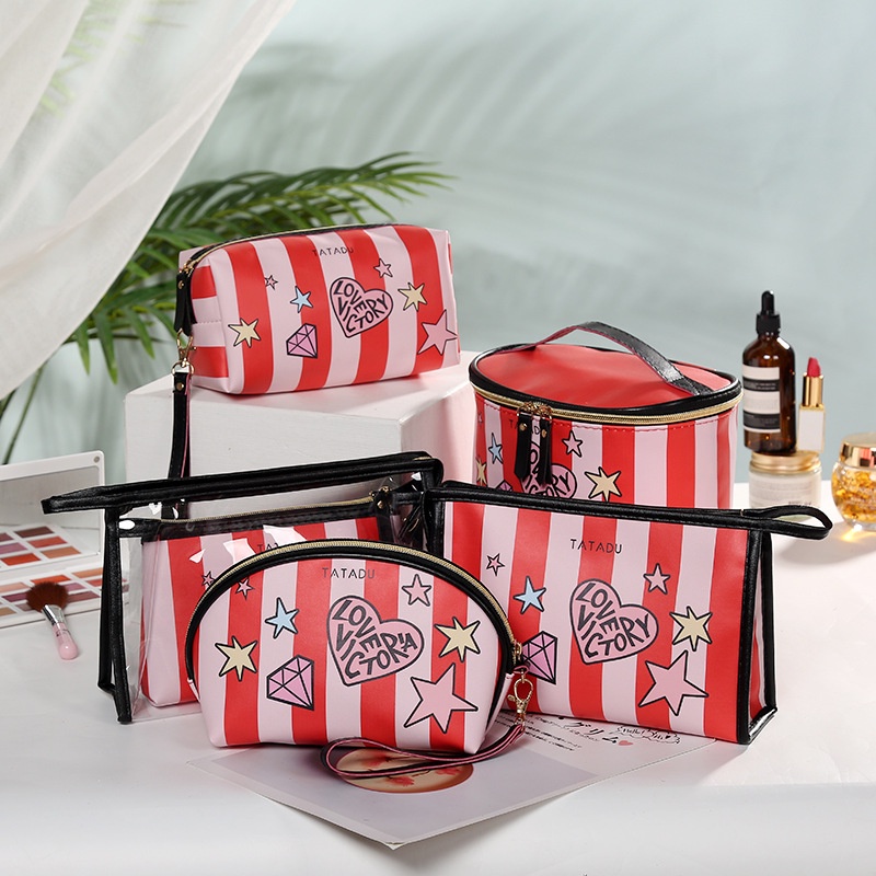 Túi Đựng Mỹ Phẩm Họa Tiết Kẻ Sọc Thời Trang Cho Nữ