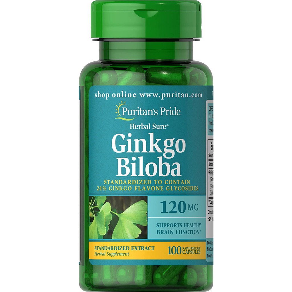 Viên Uống Hỗ Trợ Tuần Hoàn Não Bộ Puritans pride Ginkgo Biloba 120mg 100 Viên