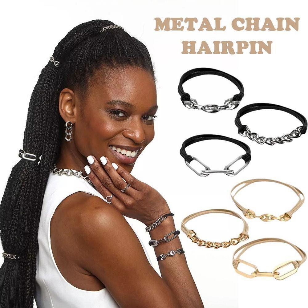 Dây Cột Tóc Chuỗi Xích Kim Loại Co Giãn Dễ Thương Cho Nữ Giá Đỡ