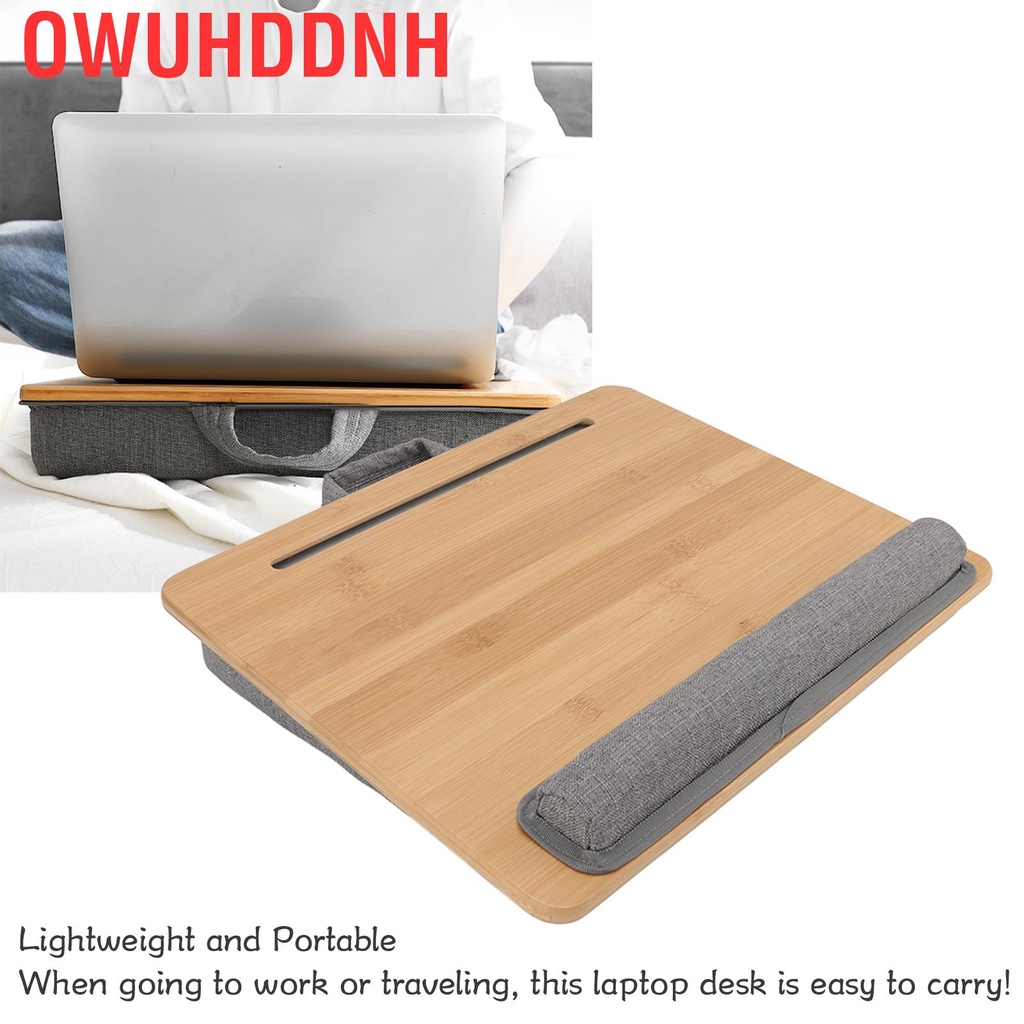 Owuhddnh Laptop Table Bamboo Lap Desk Bed Tray W/Cushion For Reading Writing Playing Hot