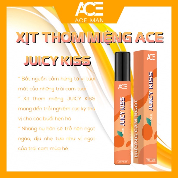 Xịt thơm miệng ACEMAN Deep Kiss 10ml nam nữ hương vị trái cây tự nhiên