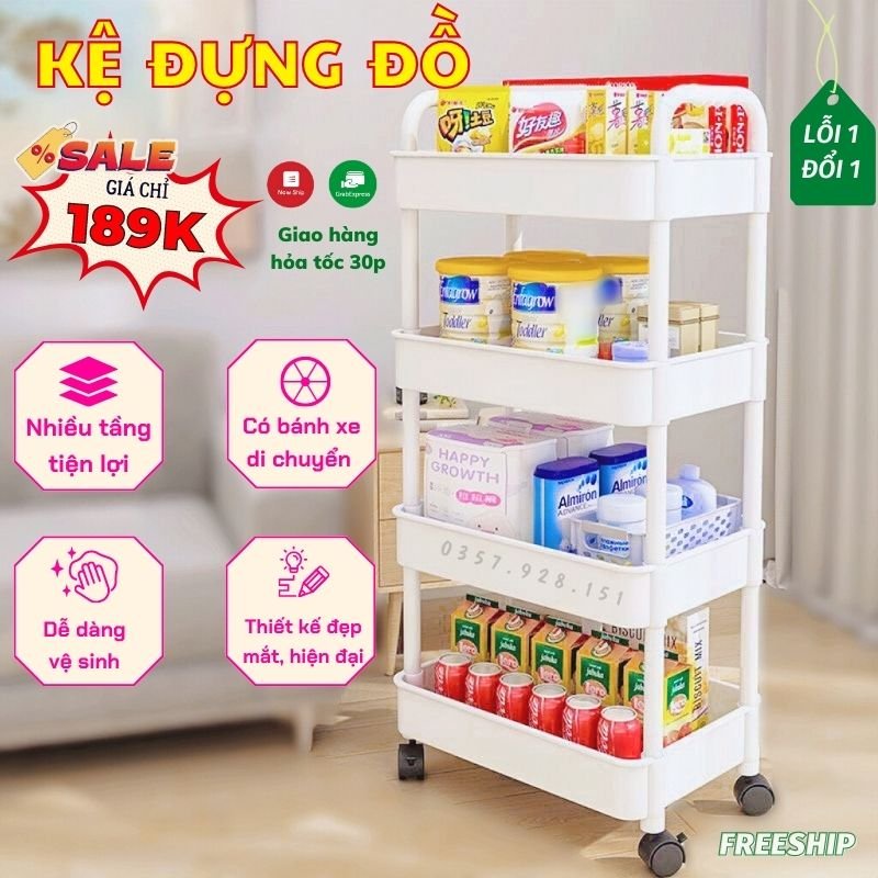 Kệ Để Đồ Kệ Đựng Đồ Đa Năng Tiện Lợi Có Bánh Xe Dễ Di Chuyển Titan.st