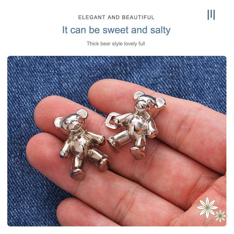 Cặp Nút Hình Gấu Hoạt Hình Dễ Thương Đóng Eo Quần Jean Không Cần Đóng Đinh Có Thể Tháo Rời
