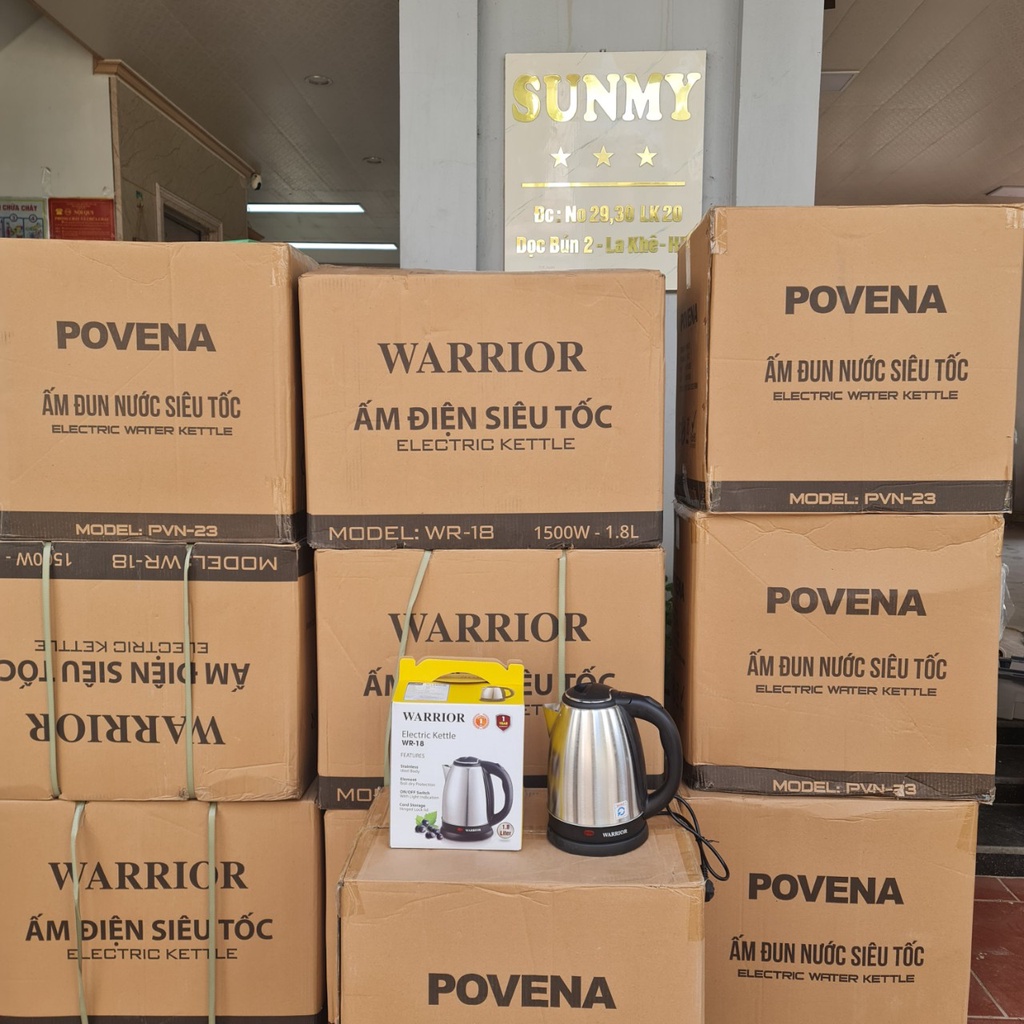 Ấm Siêu Tốc - Bình Đun Nước Inox 1.8L WARRIOR WR-18- Điện máy Sunmy