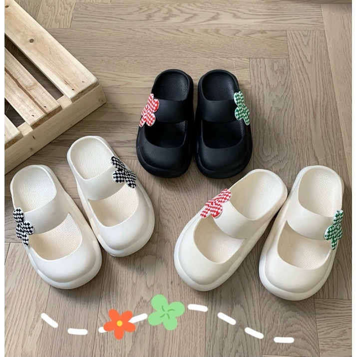 Dép Bít Mũi Họa Tiết Hoa Thời Trang Hàn Quốc Dễ Phối Đồ Cho Nữ