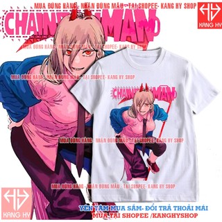 áo thun in hình waifu power chainsaw man vải mềm mát F378