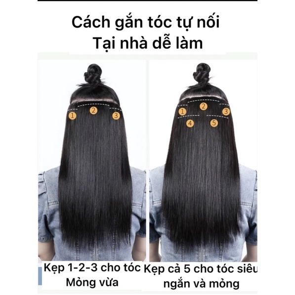 Tóc nối kẹp phím loại thẳng