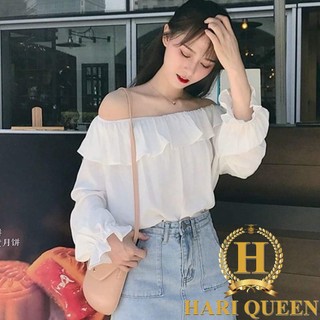 Áo trễ vai bánh bèo rua cổ KAN0421