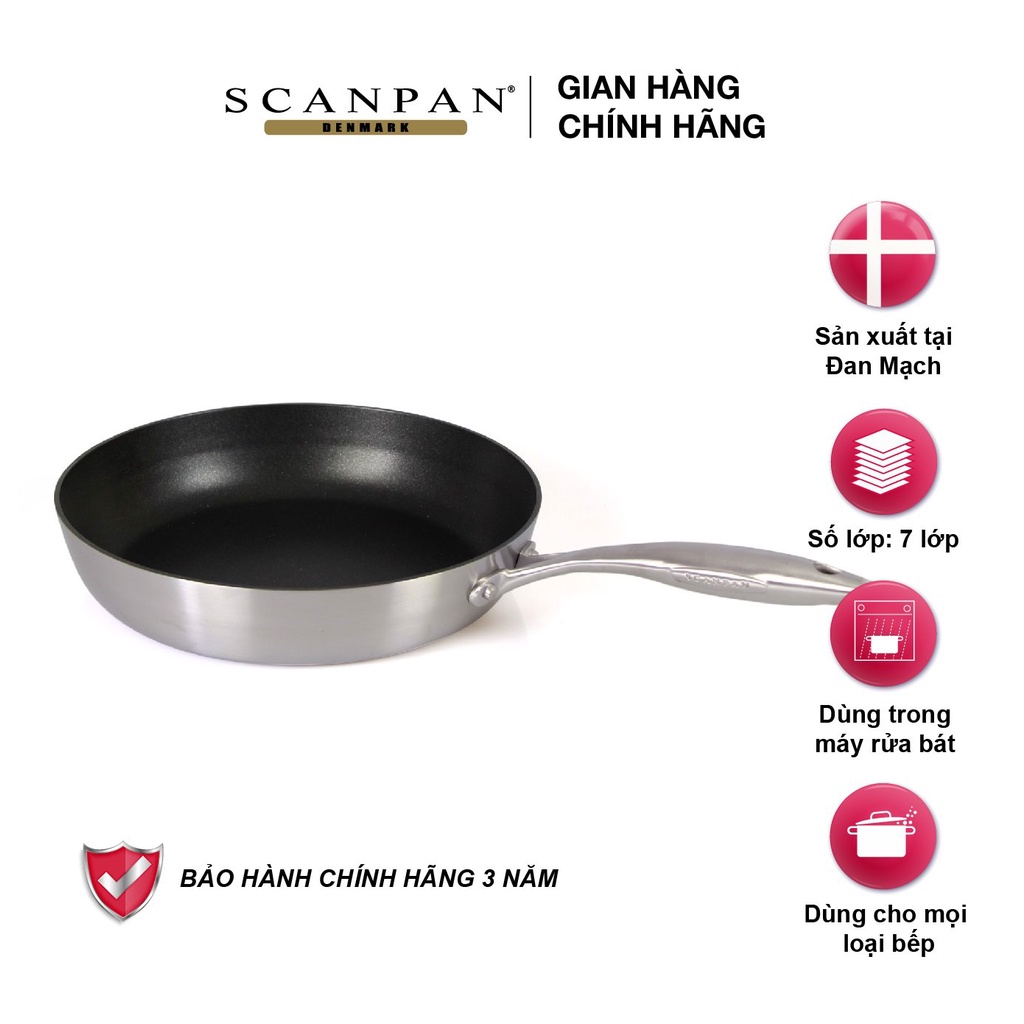 Chảo chống dính sâu lòng Scanpan CTX 28cm 65102814 đáy từ, sản xuất tại Đan Mạch, bảo hành chống dính 3 năm