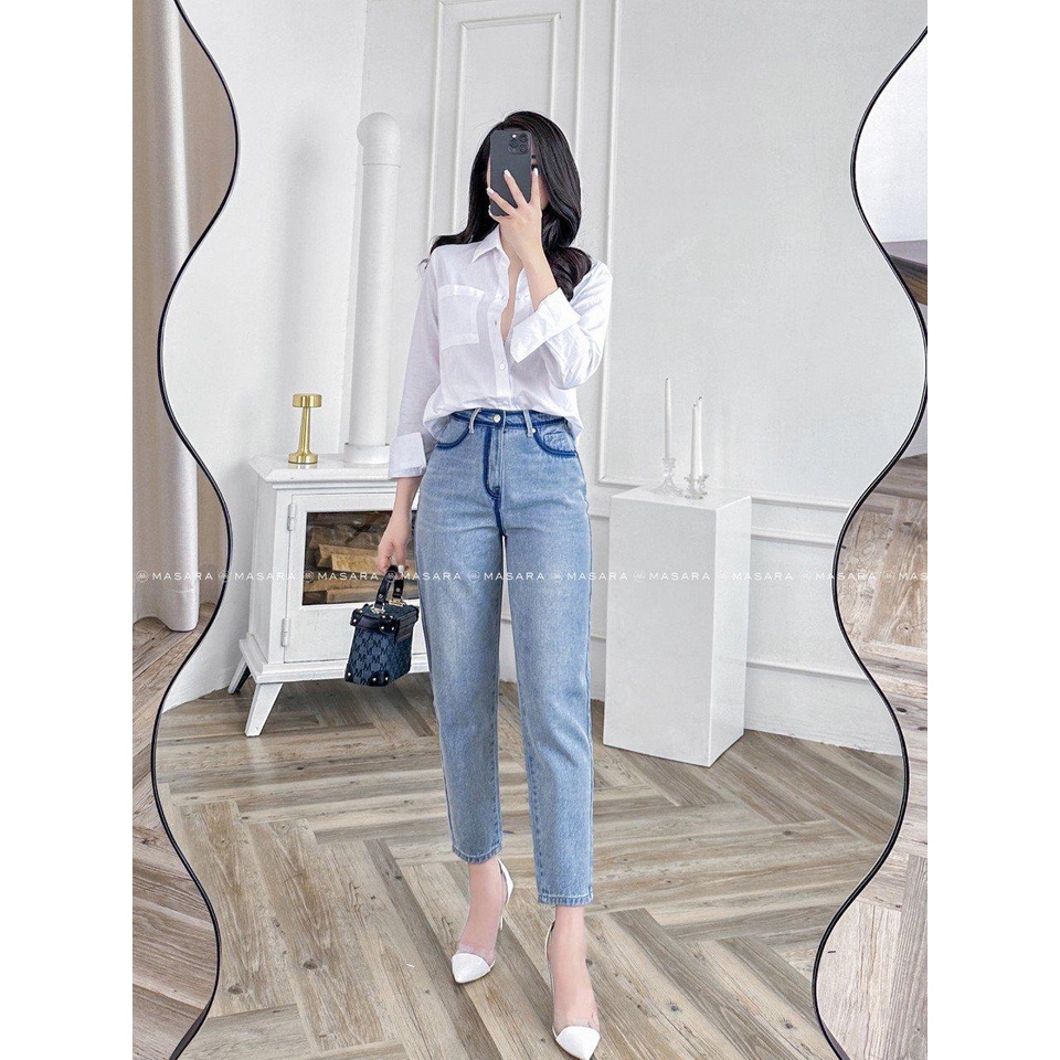 Quần Jean Baggy Viền Đậm