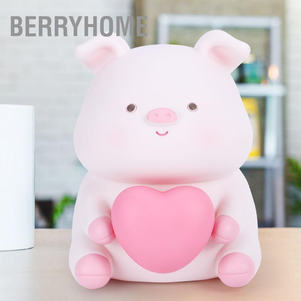Phim Hoạt Hình Dễ Thương Con Heo Tiết Kiệm Hộp Bình Có Đèn Ngủ Trang Trí Nhà Cửa Trẻ Em Quà Tặng BerryHome~