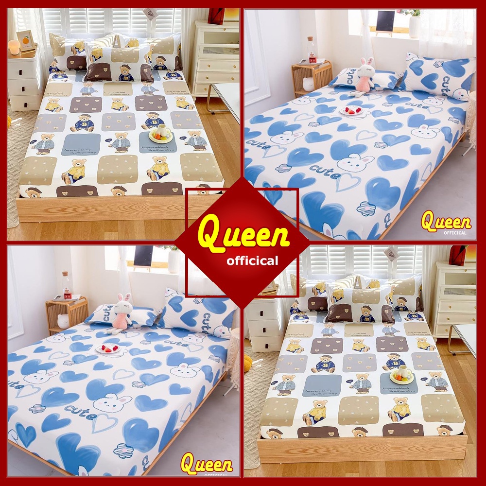 Bộ Ga Gối 3 Món💖m2/m4/m6/m8💖 Drap Trải Nệm Cotton Poly Mẫu Tùy Chọn - Queen Decor