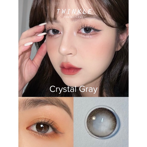 Kính áp tròng hiệu ứng trong veo như filter Crystal Gray, phủ bóng mắt lens twinkle