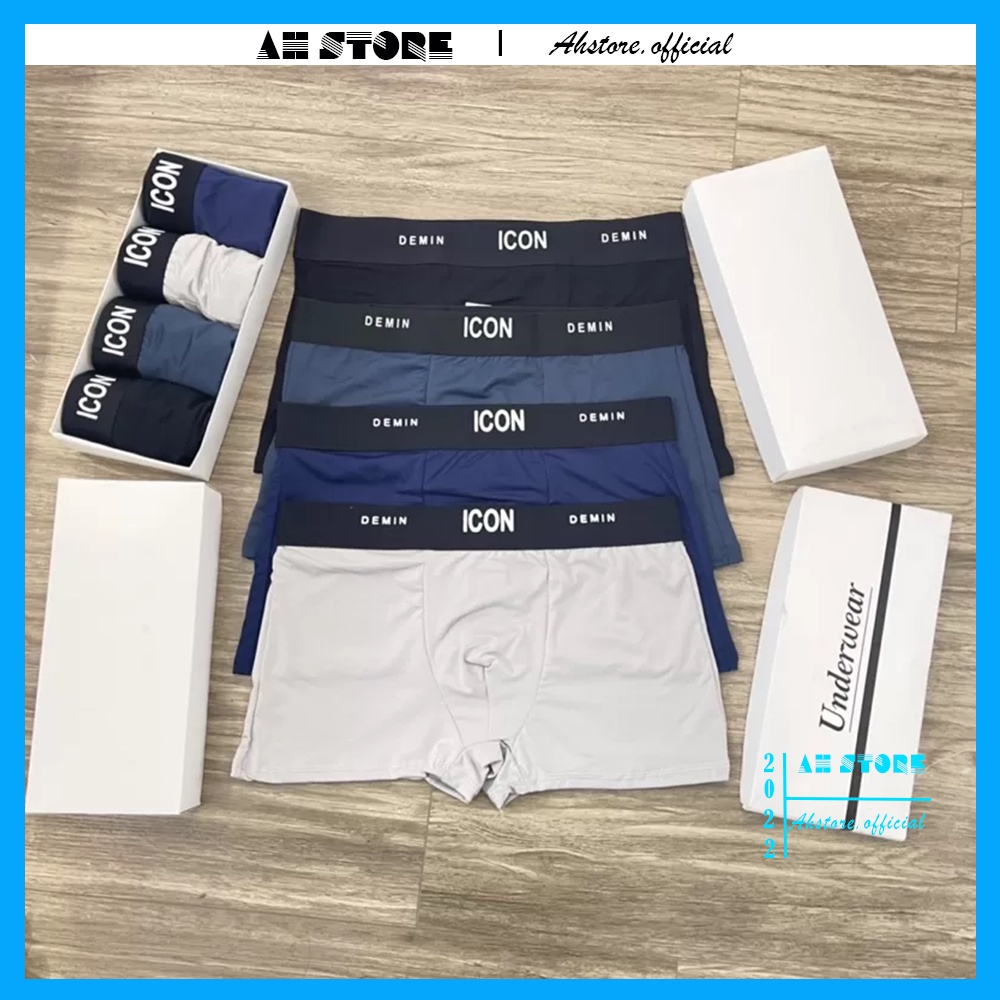 Quần Lót Nam Boxer ICON DEMIN Cotton - Sịp Đùi Nam Cotton Mềm Mịn Co Giãn 4 Chiều - AhStore