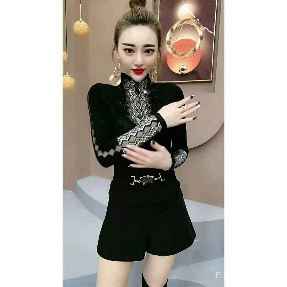 Áo Thun Dáng Ôm Đính Đá Thời Trang Thu Đông 2023