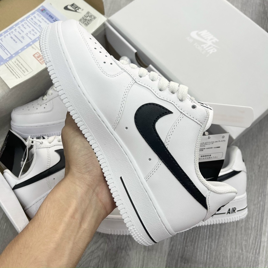 Giày Nike Air Force 1 AF1 Trắng Vệt Đen Cổ Thấp Giày Thể Thao Nam Nữ Trắng Đế Khâu Full Box Bill G10
