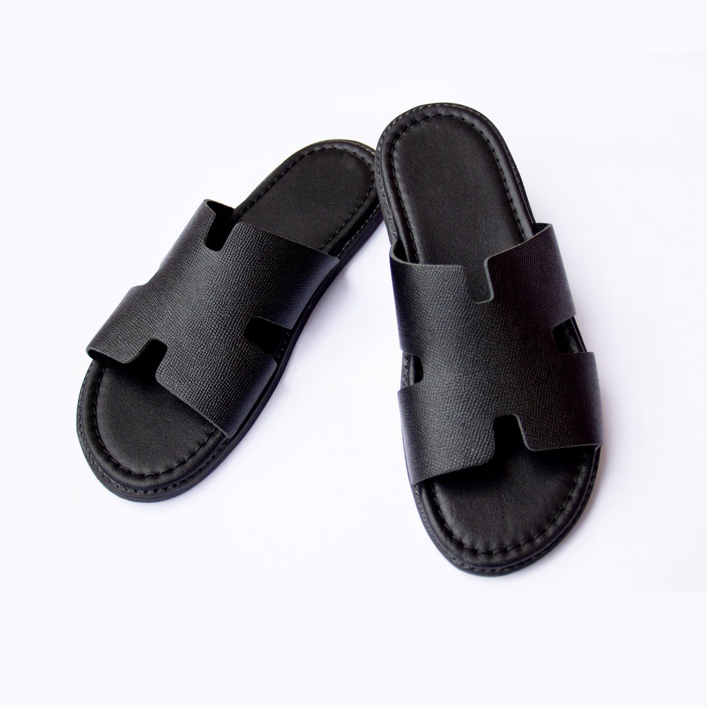 Dép nam Đế CAO SU HeMesd nam đen sần khoẻ khoắn lịch lãm