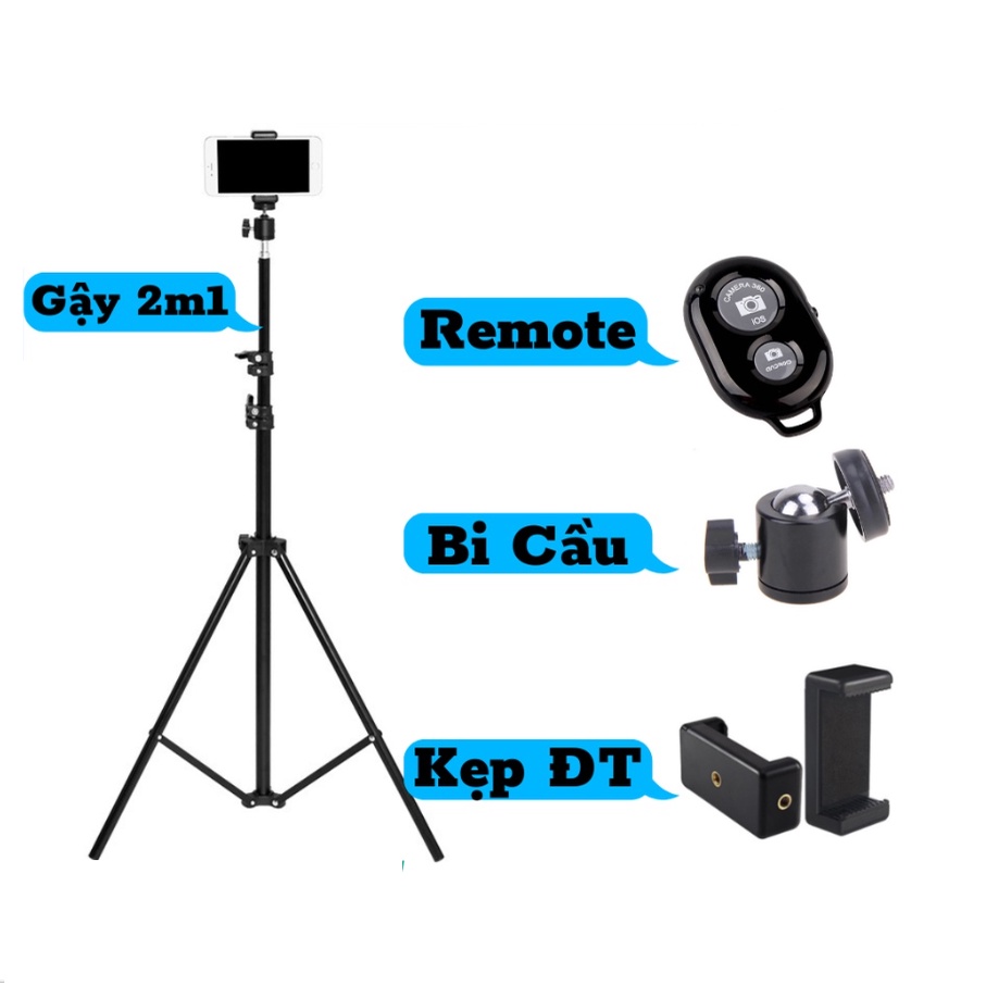 Chân Tripods Cao 2M1 Có Điều Chỉnh Cao Thấp - Điện Thoại - Máy Ảnh - Đèn Flash - Chụp Ảnh - Quay Video Chuyên Nghiệp