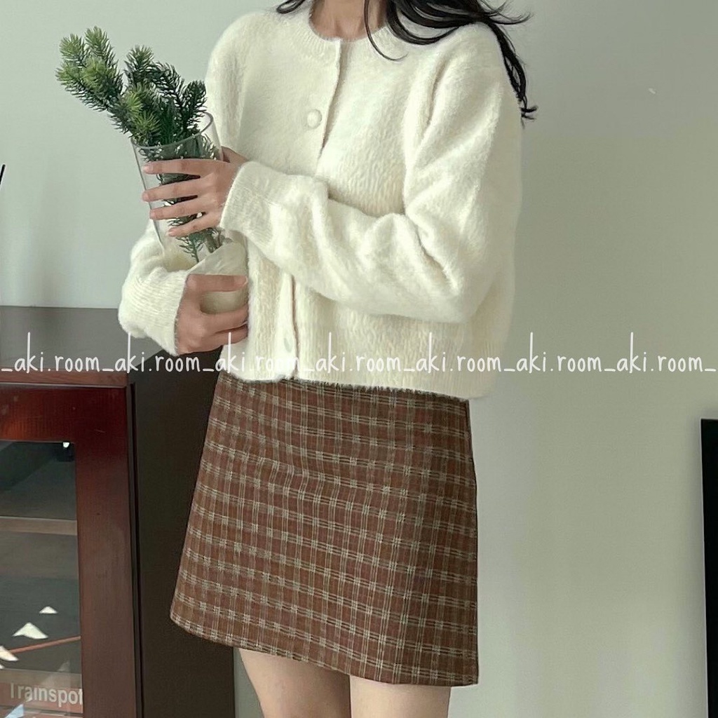 Chân váy kẻ chất dạ mỏng dáng A ngắn có lớp lót quần 6276
