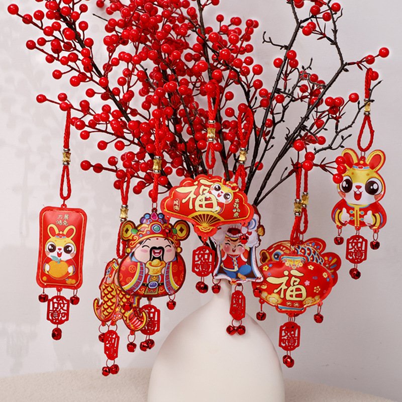 Dây treo gắn chuông đỏ trang trí cành đào . quất ngày TẾT tài lộc, liễn gia treo tài lộc trang trí cây mai, đào ngày TẾT