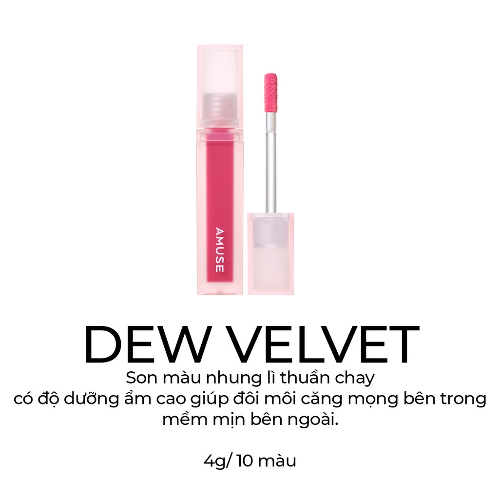 Son Kem Lì Lâu Trôi Thuần Chay Velvet AMUSE Dew Velvet