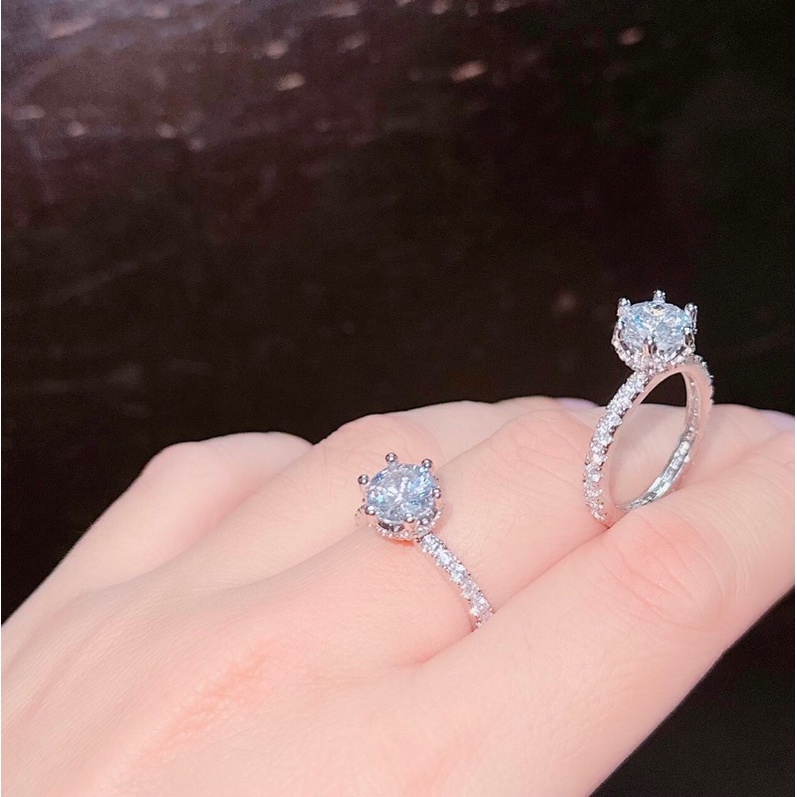 Nhẫn xi bạch kim đính đá cz nhân tạo - NT03 - Ngọc Trai Trường Thịnh