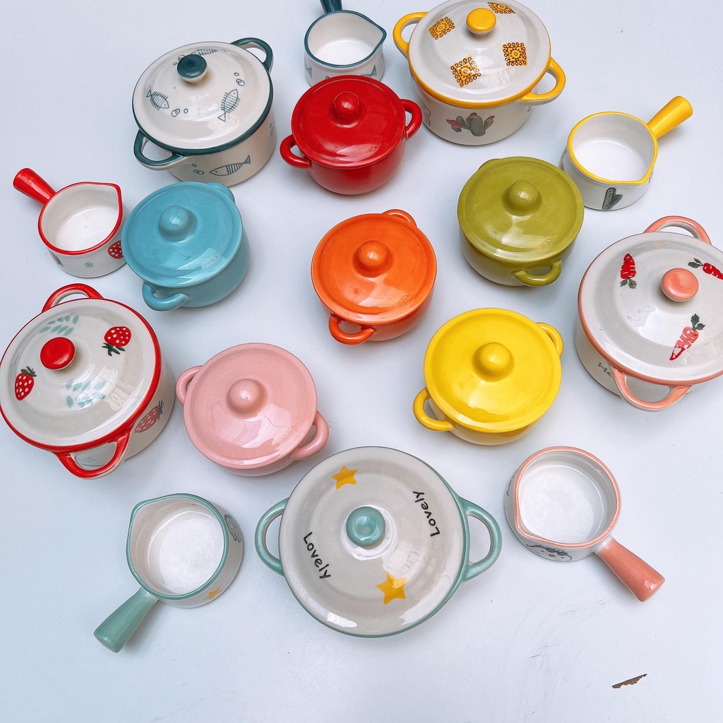 Set bát sứ ăn dặm 4 chi tiết và 5 chi tiết họa tiết đáng yêu cho bé